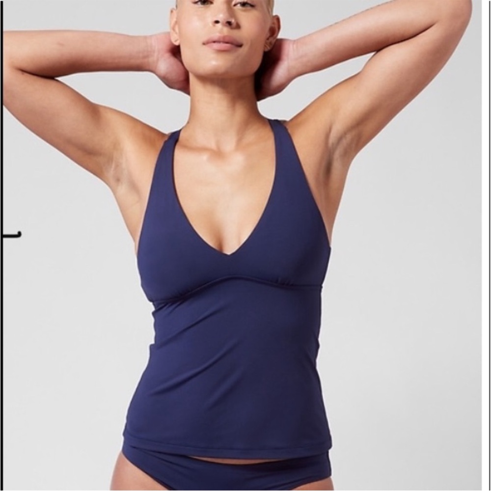 ATHLETA - navy blue plunge Tankini size XS